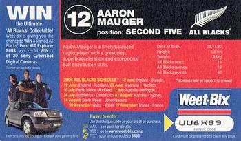 2004 Weet-Bix All Blacks Collector Series #12 Aaron Mauger Back